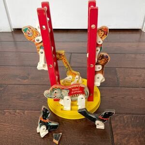 Fisher Price Wooden Circus Vintage 1960s Big Performing Circus Toy MCM READ